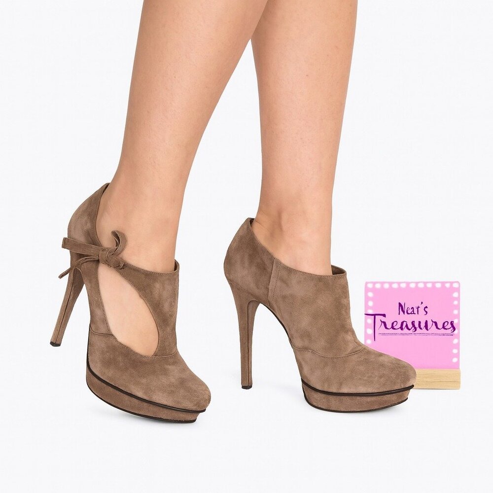 Promiscuous 01185 Gray Sueded Ankle Wrap Tie Platform High Heels Shoes Sz 8